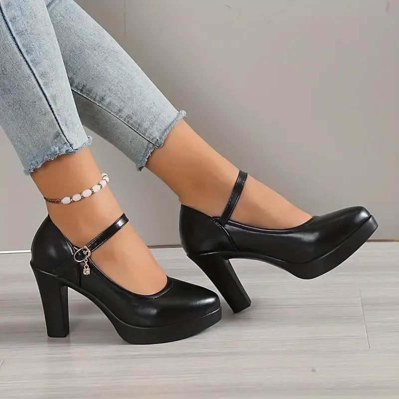 🔥Last Day Promotion 50% OFF - Women's Comfortable Fashion Chunky Leather High Heels