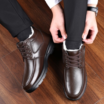 🔥Last Day! 50% OFF - Men's Winter Lining High-Top Leather Shoes