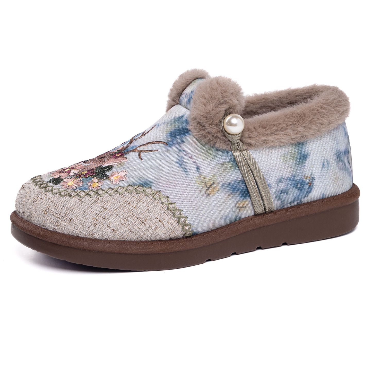 🔥Last Day Promotion 50% OFF - Women's Hand-Embroidered Deer-Motif Warm Casual Shoes