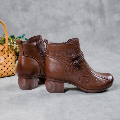 🔥Last Day Promotion 50% OFF - Women's Comfortable Warm Handcrafted Leather Ankle Boots