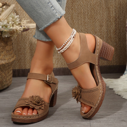 🔥Last Day Promotion 50% OFF - Women's Flower Embellished High Heel Orthopaedic Sandals