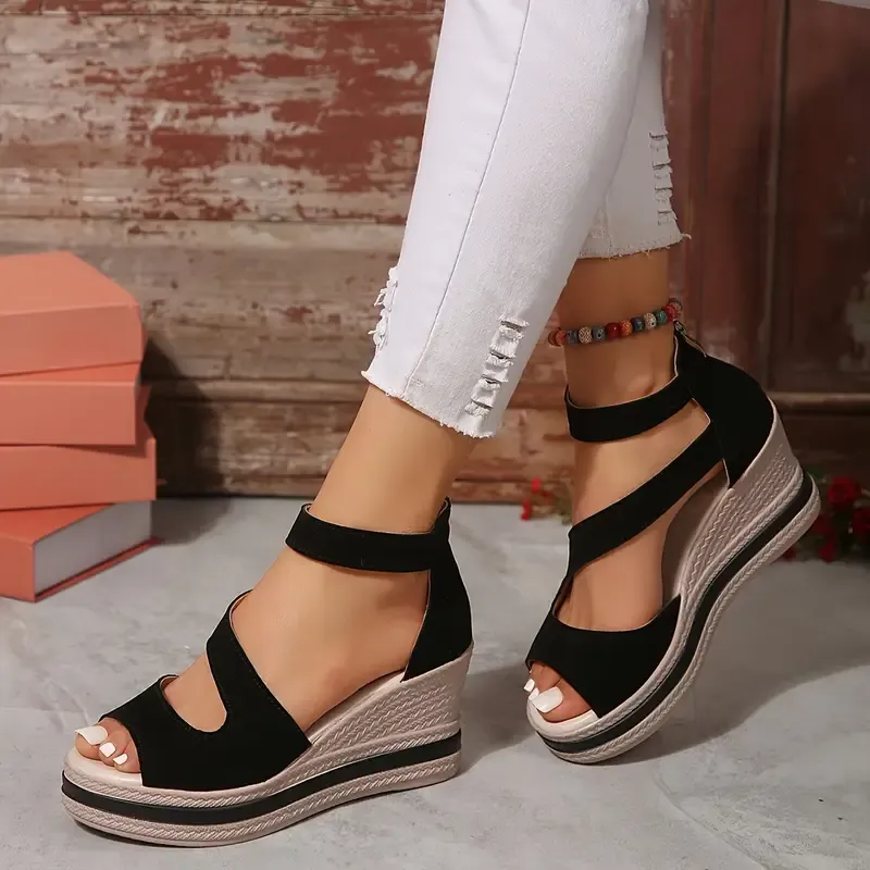 🔥Last Day Promotion 50% OFF - Women's Comfort Solid Colour Wedge Sandals