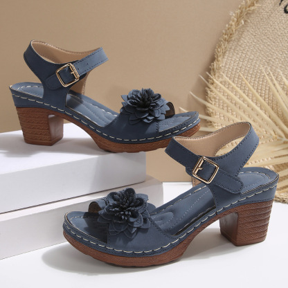 🔥Last Day Promotion 50% OFF - Women's Flower Embellished High Heel Orthopaedic Sandals