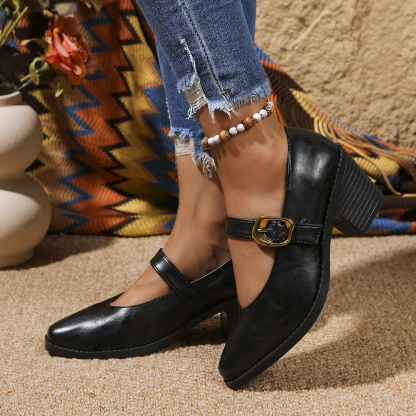 🔥Last Day Promotion 50% OFF - Women's Comfortable Chunky Heel Leather Shoes