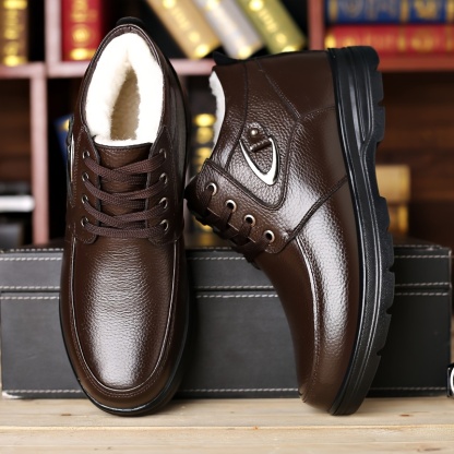 🔥Last Day! 50% OFF - Men's Winter Lining High-Top Leather Shoes