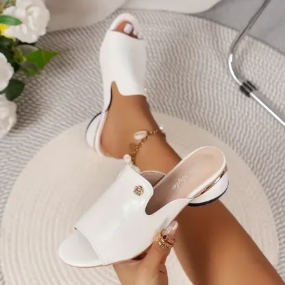 😍Last Day 50% OFF😍 - Women's Fashion Open Toe Chunky Heel Leather Sandals