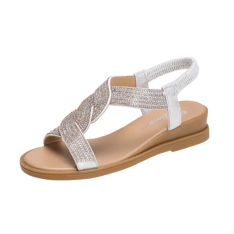 🔥Last Day Promotion 50% OFF - Women's Trendy Rhinestone Slope Heel Orthopaedic Sandals