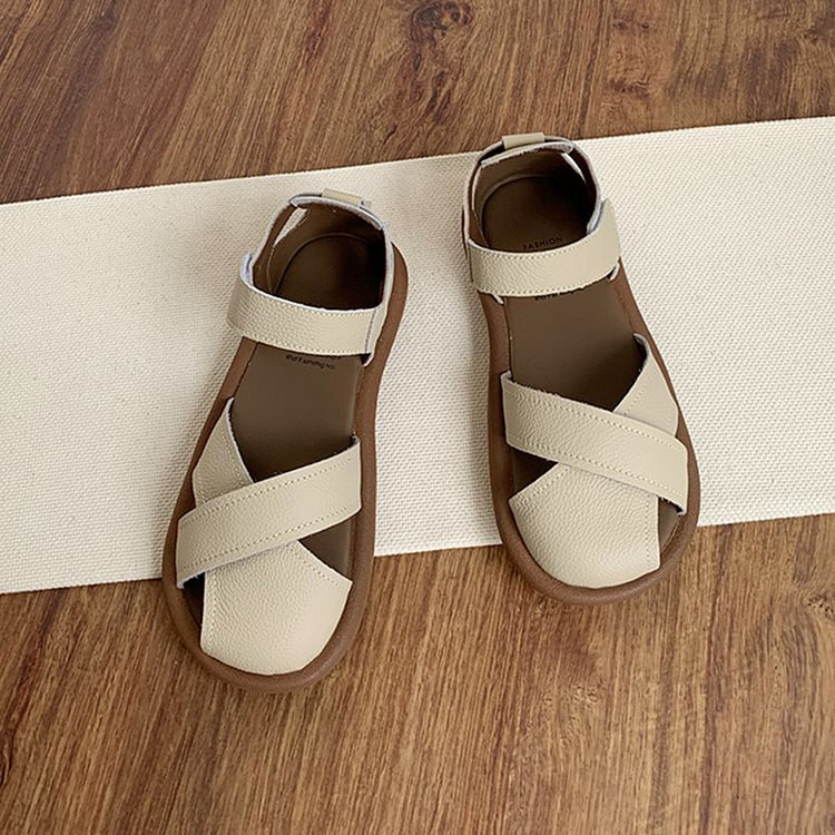 Women's Cross-strap Hollow Breathable Velcro Sandals