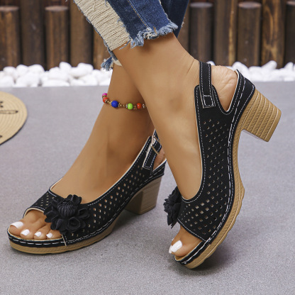 🔥Last Day Promotion 50% OFF - Women's Flower Block Heel Sandals