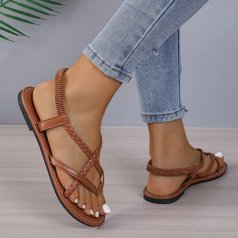 🔥Last Day Promotion 50% OFF - Women's Leather Woven Flat Sandals