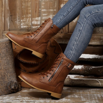 🔥Last Day Promotion 50% OFF - Women's Elegant Zipper Mid-Calf Leather Boots