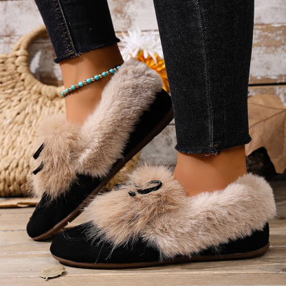 🔥Last Day Promotion 50% OFF - Women's Warm Plush Bow Casual Shoes