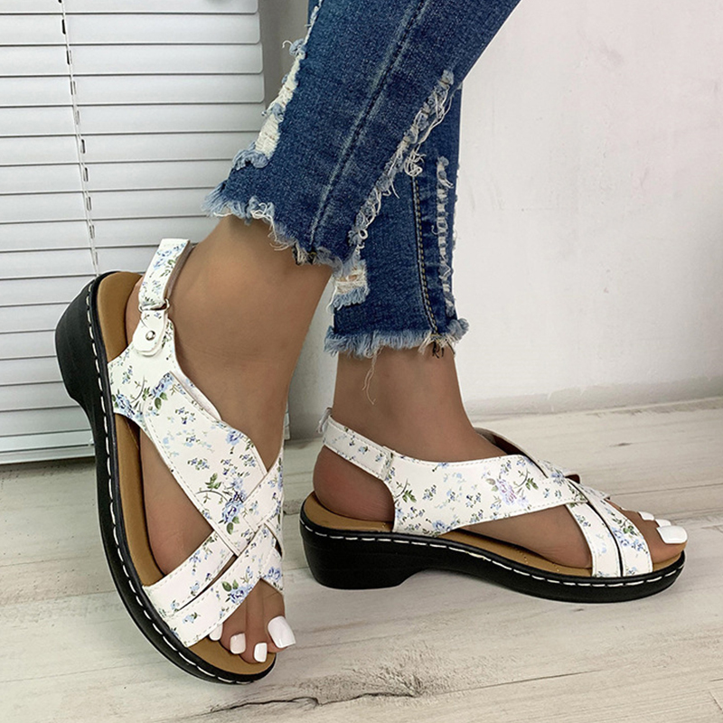 🔥Last Day Promotion 50% OFF - Women's Casual Slope Heel Orthopaedic Leather Sandals