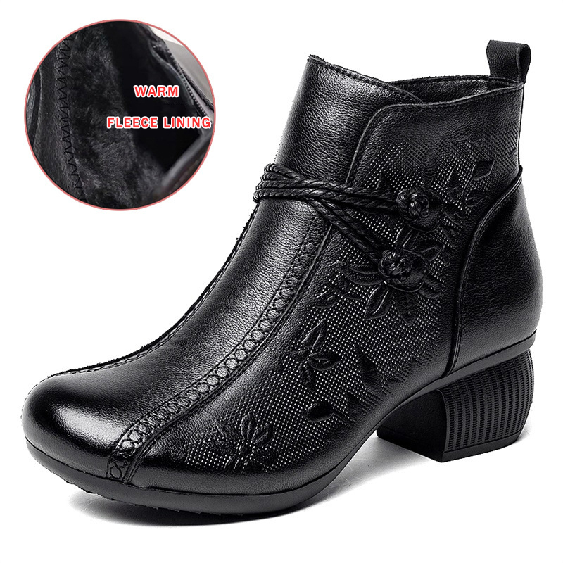 🔥Last Day Promotion 50% OFF - Women's Comfortable Warm Handcrafted Leather Ankle Boots