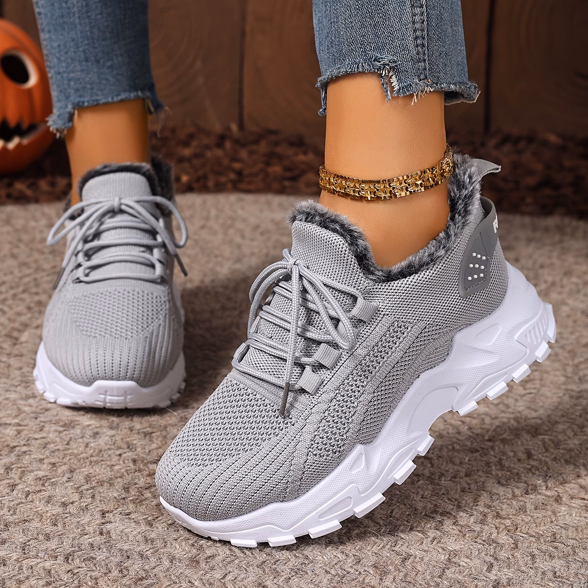 womens winter warm slip resistant plush lining sneakers running boots slip on low top shoes with cushioned pvc sole for travel casual red grey beige hand washable fabric upper fits 3 grey 20