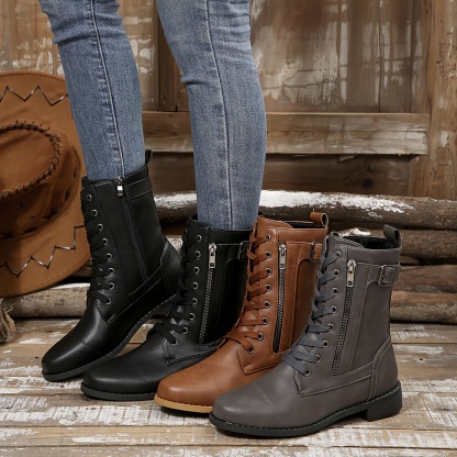 🔥Last Day Promotion 50% OFF - Women's Elegant Zipper Mid-Calf Leather Boots