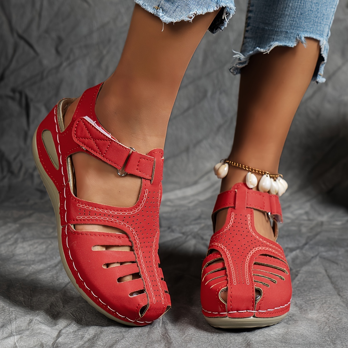 🔥Last Day Promotion 50% OFF - Women's Comfortable Cut-out Wedge Orthopaedic Sandals