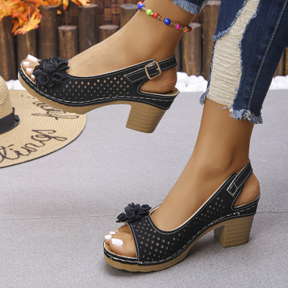 🔥Last Day Promotion 50% OFF - Women's Flower Block Heel Sandals