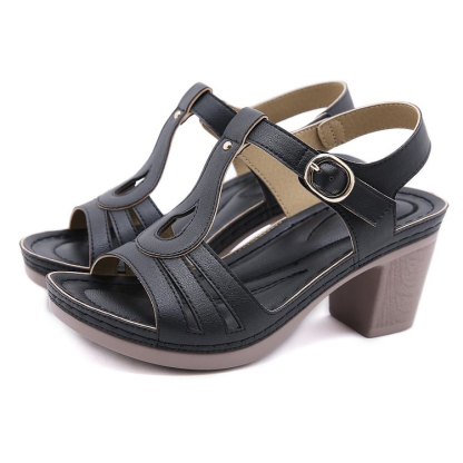 🔥Last Day Promotion 50% OFF - Women's Ankle Strap Leather High Heel Sandals