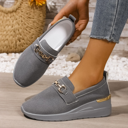 🔥Last Day Promotion 50% OFF - Women's Fashionable Metal Buckle Comfortable Wedge Orthopaedic Sneakers