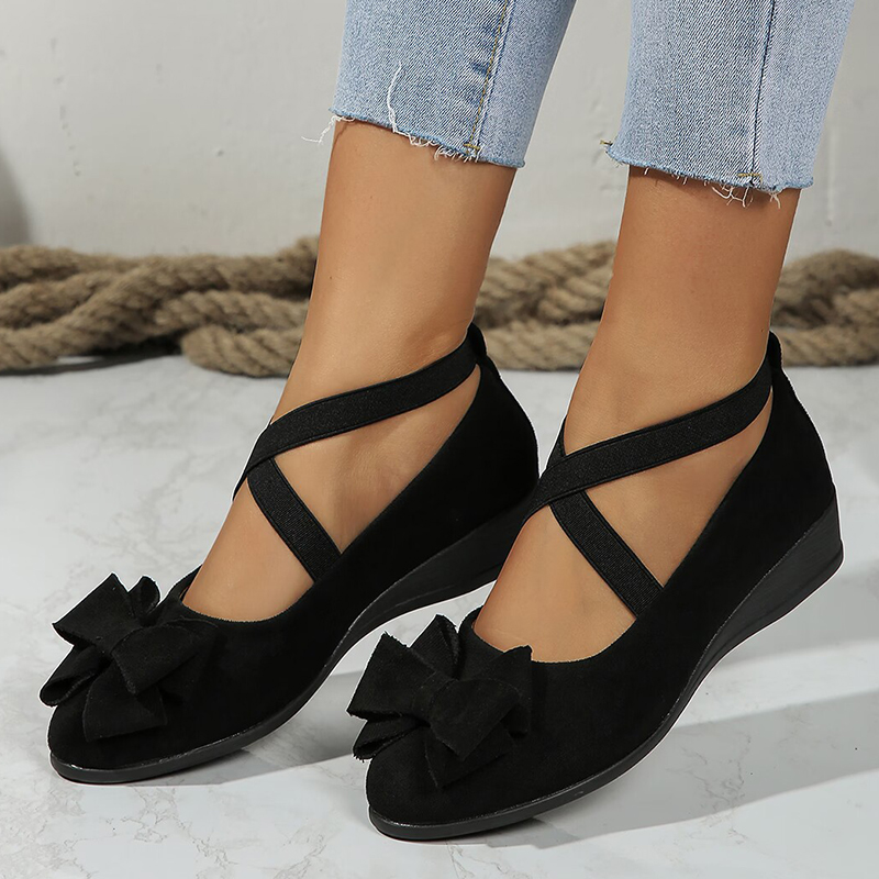 🔥Last Day Promotion 50% OFF - Women's Bow-Decorated Wedge-Heeled Casu