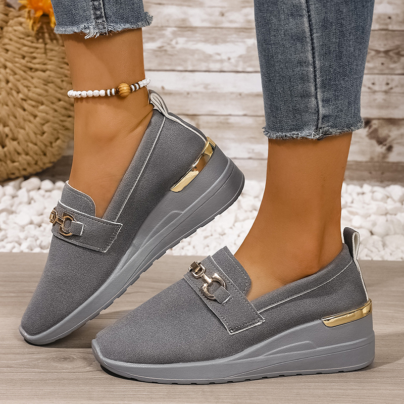 🔥Last Day Promotion 50% OFF - Women's Fashionable Metal Buckle Comfortable Wedge Orthopaedic Sneakers