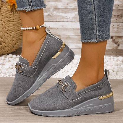 🔥Last Day Promotion 50% OFF - Women's Fashionable Metal Buckle Comfortable Wedge Orthopaedic Sneakers
