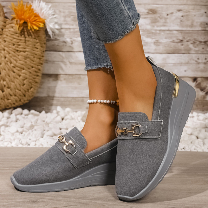 🔥Last Day Promotion 50% OFF - Women's Fashionable Metal Buckle Comfortable Wedge Orthopaedic Sneakers