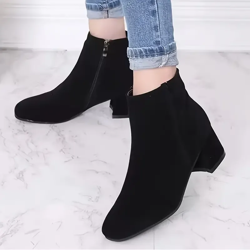 🔥Last Day Promotion 50% OFF - Women's Comfortable Solid Colour Slope Heel Ankle Boots