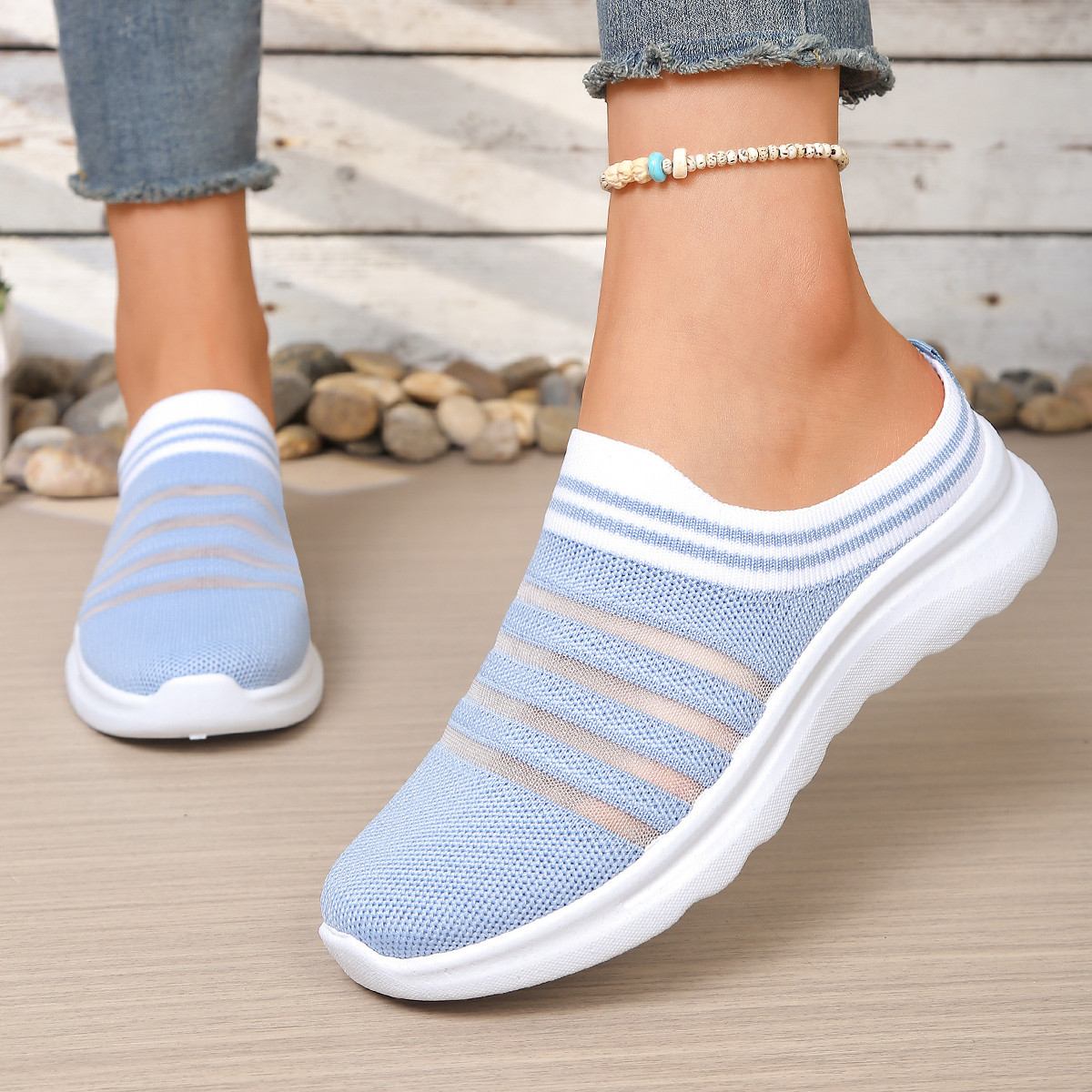 🔥Last Day Promotion 50% OFF - Women's Breathable Backless Slip-On Mule Trainers Lightweight Cushioned Insole Easy Wear
