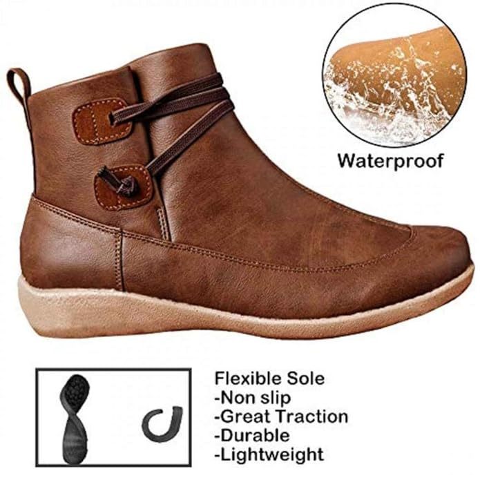 🔥Last Day Promotion 50% OFF - Women's Casual Double Buckle Straps Leather Orthopedic Ankle Boots