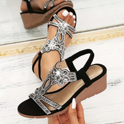 🔥Last Day Promotion 50% OFF - Women's Rhinestone Wedge Sandals