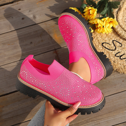 🔥Last Day Promotion 50% OFF - Women’s Fashionable Rhinestone Thick Sole Loafers