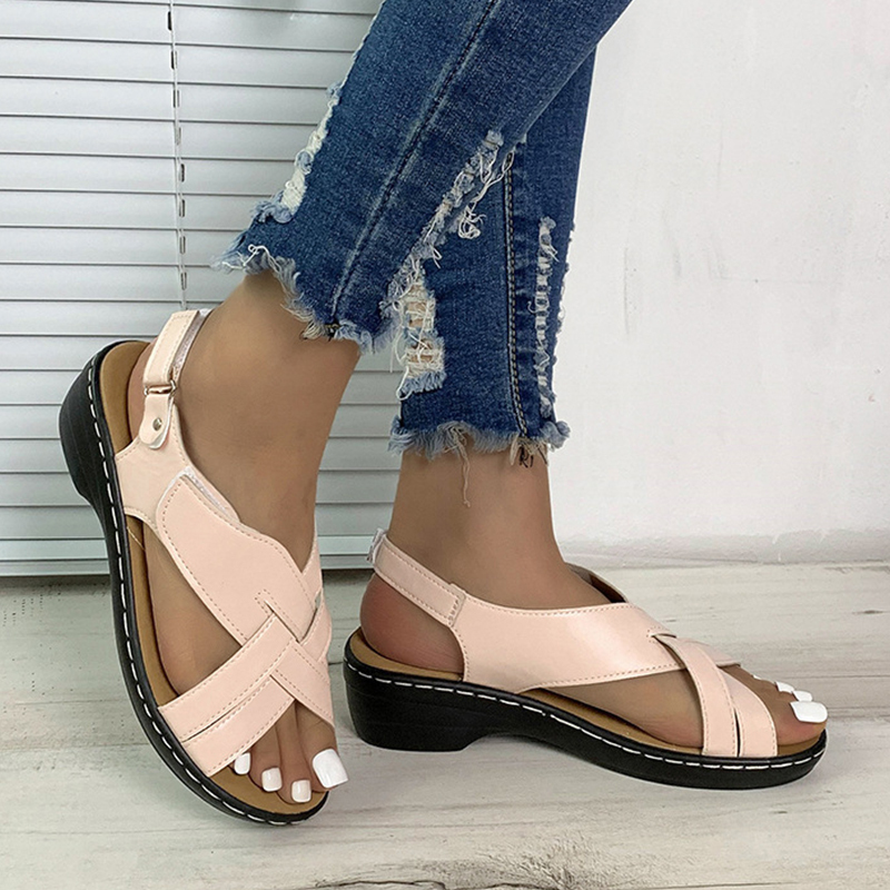 🔥Last Day Promotion 50% OFF - Women's Casual Slope Heel Orthopaedic Leather Sandals