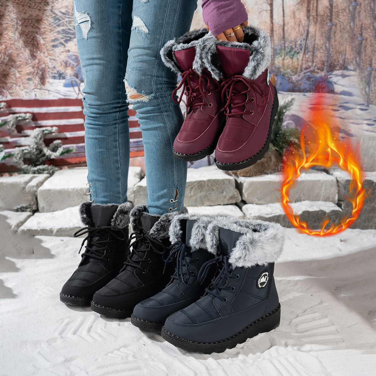 Women's Cozy Winter Waterproof Anti-Slip Orthopedic Boots