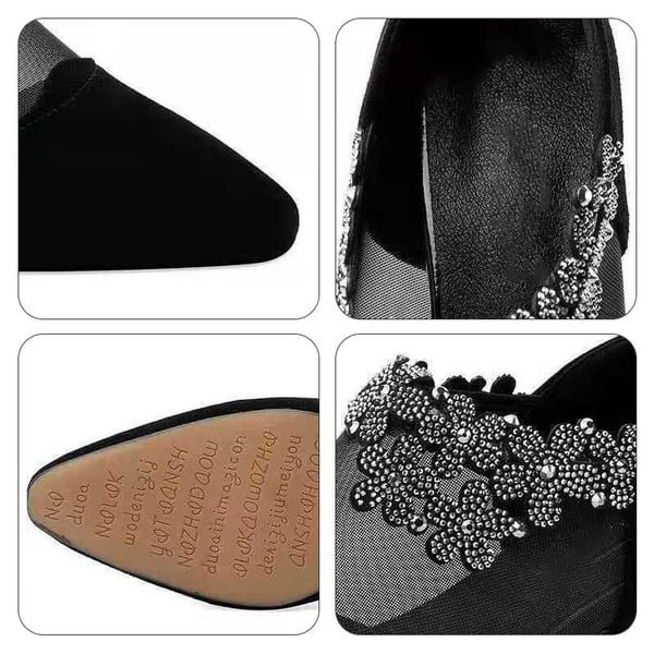 🔥Last Day Promotion 50% OFF - Comfortable Women's Rhinestone Flowers Zip Low Heels