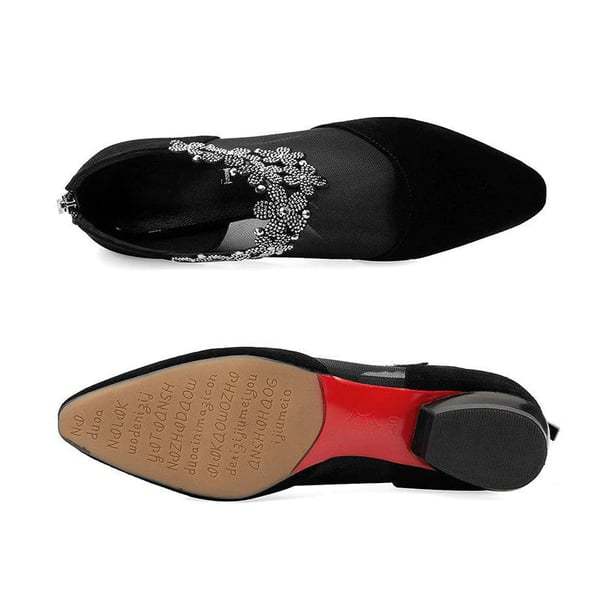 🔥Last Day Promotion 50% OFF - Comfortable Women's Rhinestone Flowers Zip Low Heels