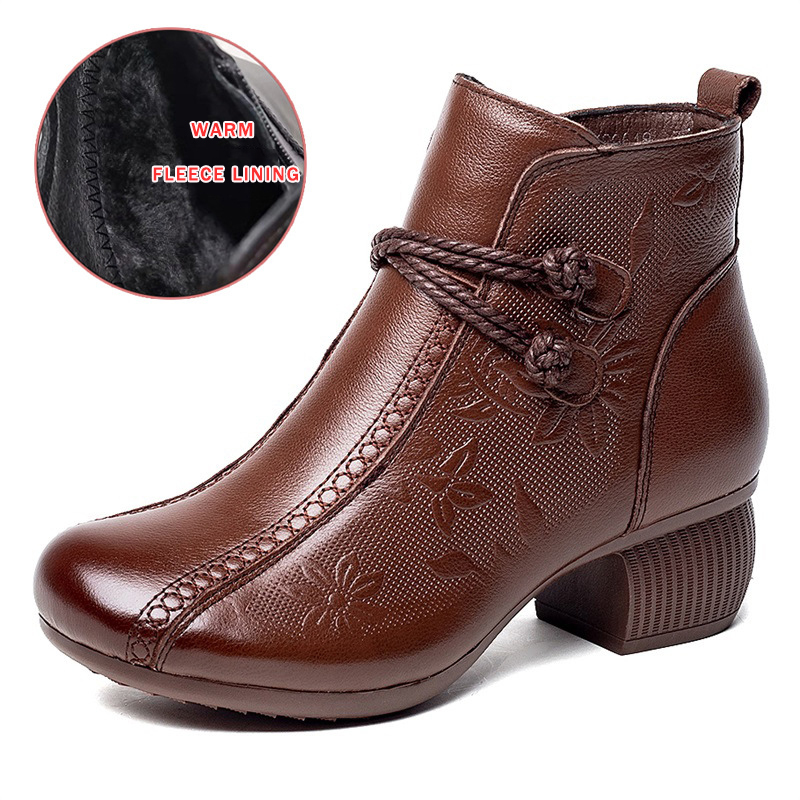 🔥Last Day Promotion 50% OFF - Women's Comfortable Warm Handcrafted Leather Ankle Boots
