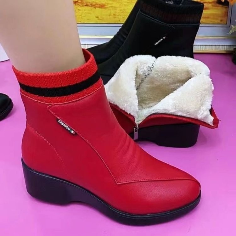 🔥Last Day Promotion 50% OFF - Women's Winter Warm Fleece Leather Ankle Boots