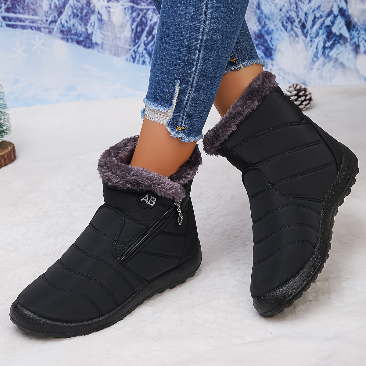 🔥Last Day Promotion 50% OFF - Women's Comfortable Fleece-Lined Slip - On Ankle Boots