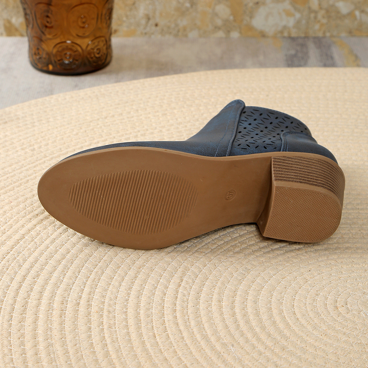 🔥Last Day Promotion 50% OFF - Women's Chunky Mid-Heel Slip-On Leather Ankle Boots