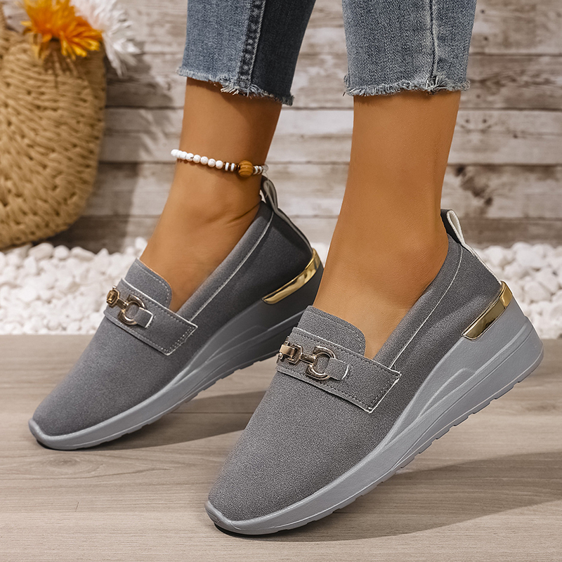 🔥Last Day Promotion 50% OFF - Women's Fashionable Metal Buckle Comfortable Wedge Orthopaedic Sneakers