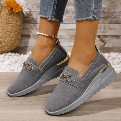 🔥Last Day Promotion 50% OFF - Women's Fashionable Metal Buckle Comfortable Wedge Orthopaedic Sneakers