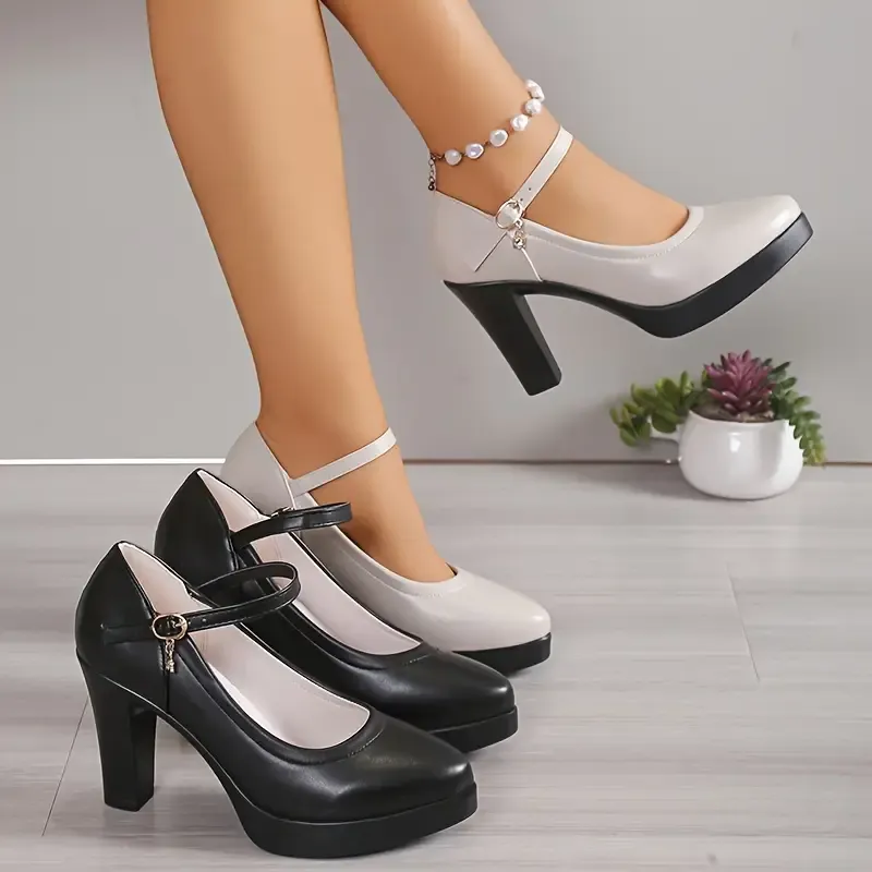 🔥Last Day Promotion 50% OFF - Women's Comfortable Fashion Chunky Leather High Heels