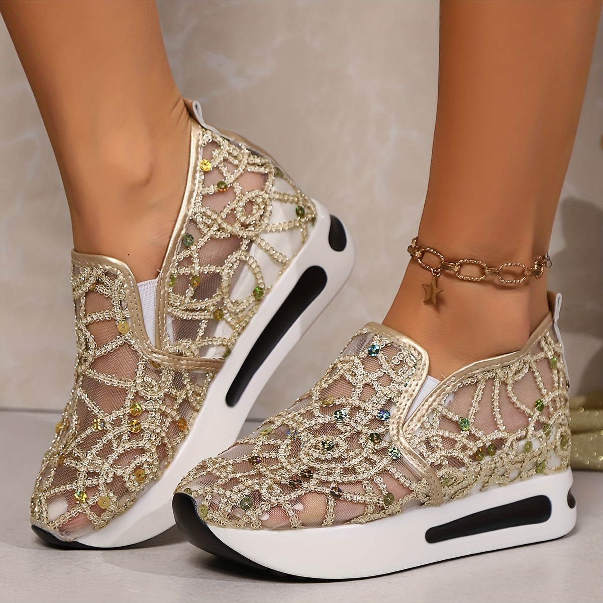 🔥Last Day Promotion 50% OFF - Women's High Rise Sequin Casual Sports Shoes