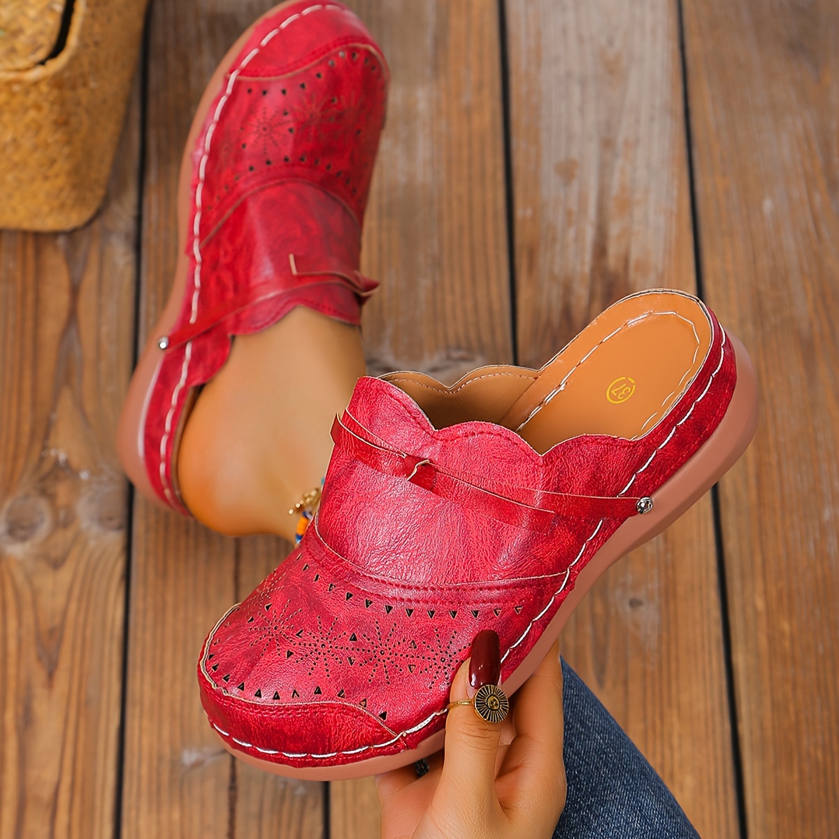 🔥Last Day Promotion 50% OFF - Women's Comfortable Slope Heel Orthopaedic Leather Sandals