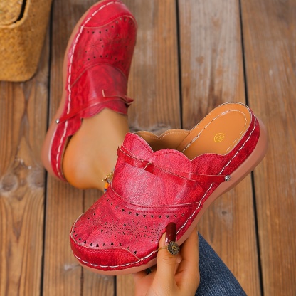 🔥Last Day Promotion 50% OFF - Women's Comfortable Slope Heel Orthopaedic Leather Sandals