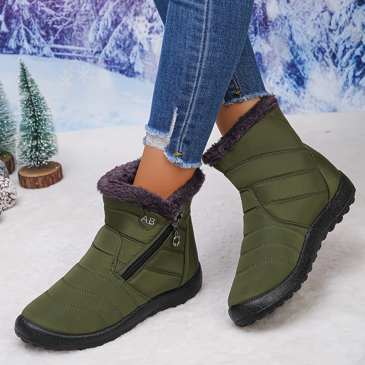 🔥Last Day Promotion 50% OFF - Women's Comfortable Fleece-Lined Slip - On Ankle Boots
