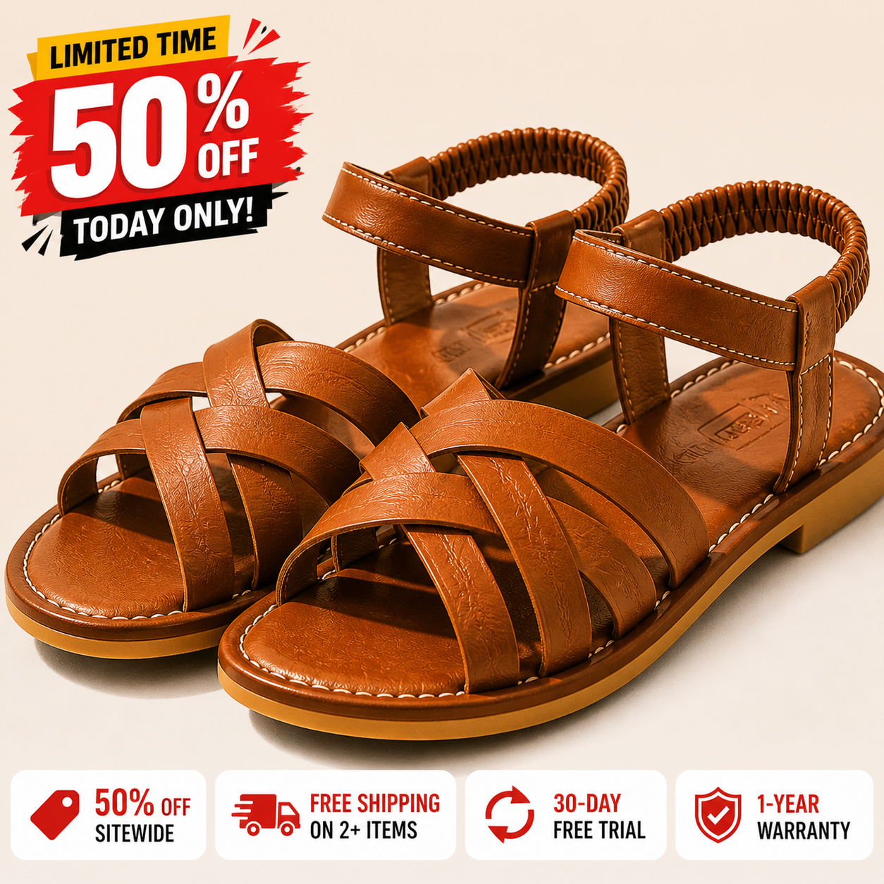 🔥Last Day Promotion 50% OFF -  Women's Cross-Strap Comfort Genuine Leather Sandals