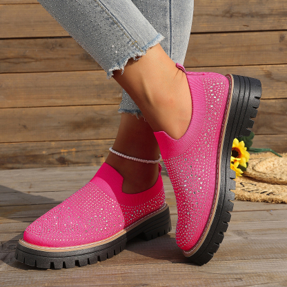 🔥Last Day Promotion 50% OFF - Women’s Fashionable Rhinestone Thick Sole Loafers